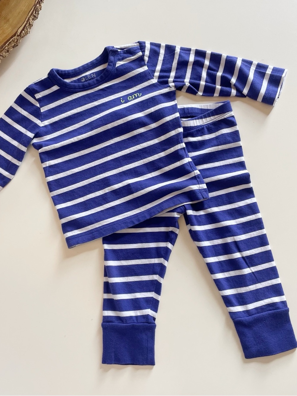 The Olen Organic Pima Cotton Blue Stripe Pajamas Set | 18-24m